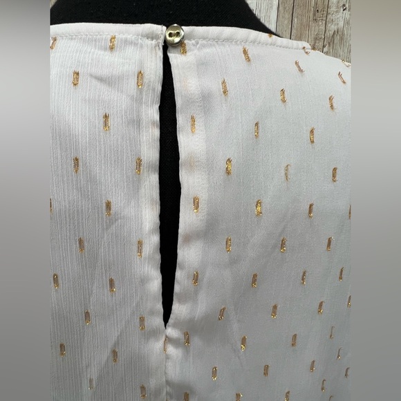 Liz Claiborne White Blouse with Gold Details - Size Xl - Picture 4 of 6